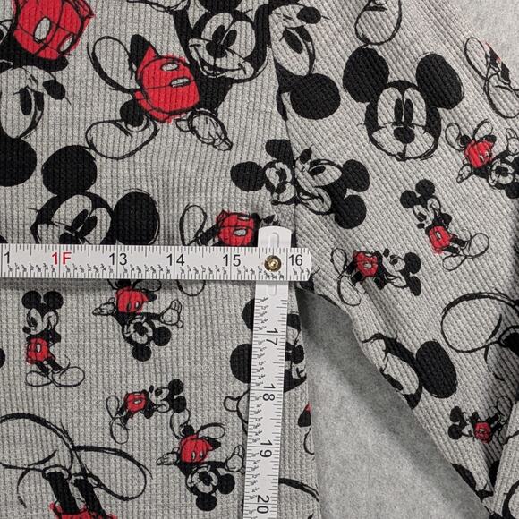 Disney Mickey Mouse Women's XL Thermal Shirt Gray Waffle Knit Thumb Holes - Picture 7 of 16
